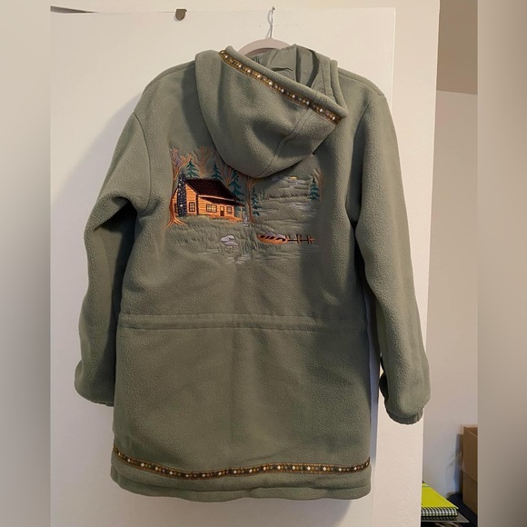 Cabelas Cabin Embroidered Zip Up Jacket Size Medium - Picture 4 of 5